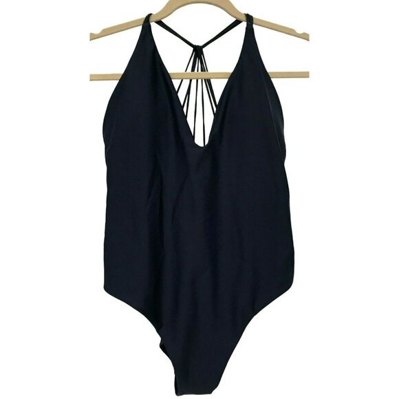 Mandalay Swimwear Navy One Piece Strappy Back V-Neck Swimsuit Sz XL NEW - Picture 1 of 6